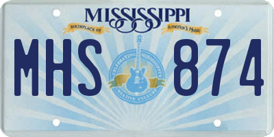 MS license plate MHS874