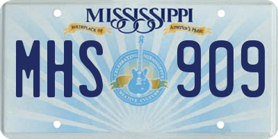 MS license plate MHS909