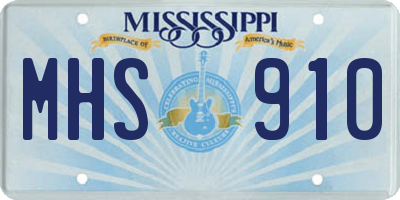 MS license plate MHS910