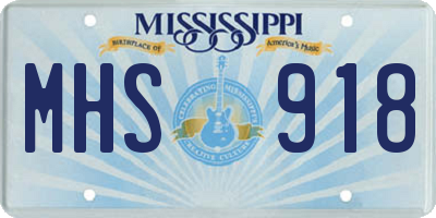 MS license plate MHS918