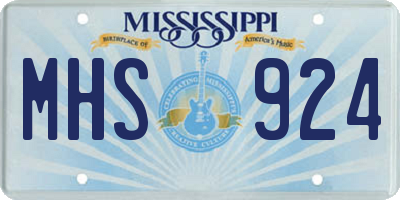 MS license plate MHS924