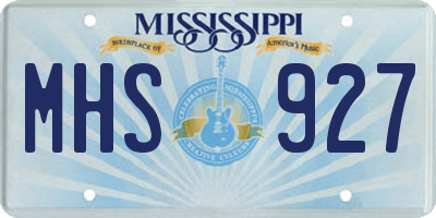 MS license plate MHS927