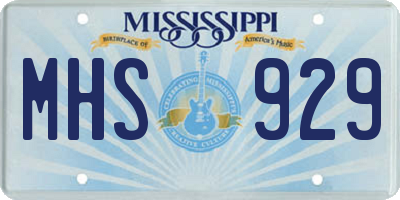 MS license plate MHS929