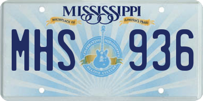 MS license plate MHS936