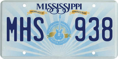 MS license plate MHS938