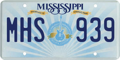 MS license plate MHS939