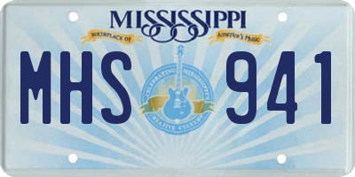 MS license plate MHS941