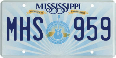 MS license plate MHS959