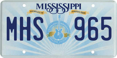 MS license plate MHS965