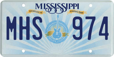 MS license plate MHS974