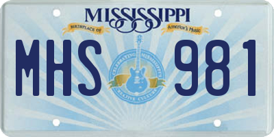 MS license plate MHS981