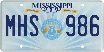MS license plate MHS986