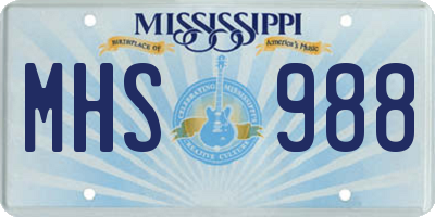 MS license plate MHS988
