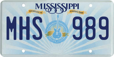 MS license plate MHS989