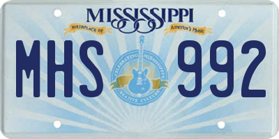 MS license plate MHS992
