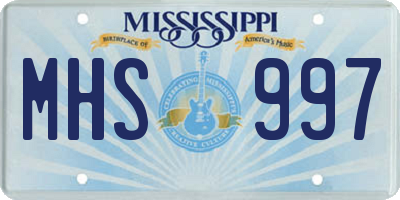 MS license plate MHS997