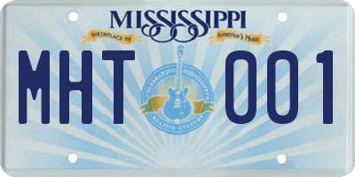 MS license plate MHT001