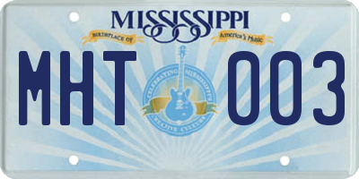 MS license plate MHT003