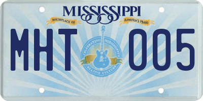 MS license plate MHT005