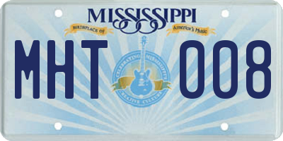MS license plate MHT008