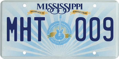 MS license plate MHT009