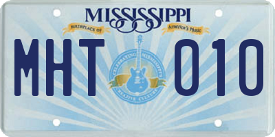 MS license plate MHT010