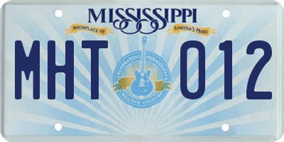MS license plate MHT012