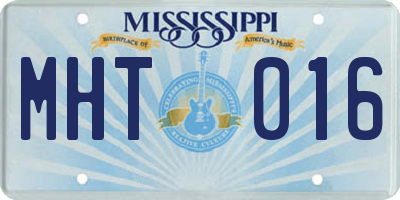 MS license plate MHT016