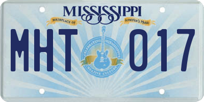 MS license plate MHT017