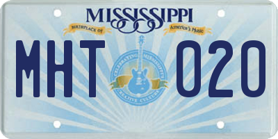 MS license plate MHT020