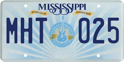 MS license plate MHT025
