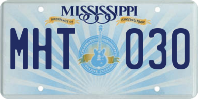 MS license plate MHT030