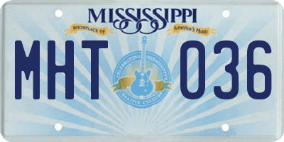 MS license plate MHT036