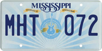 MS license plate MHT072