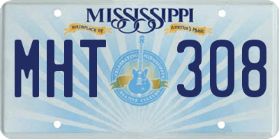 MS license plate MHT308