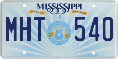 MS license plate MHT540