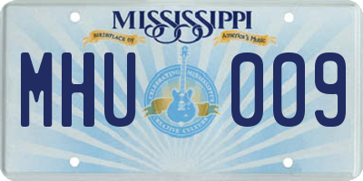 MS license plate MHU009