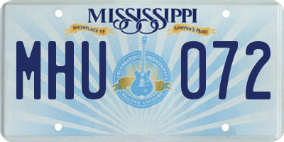 MS license plate MHU072