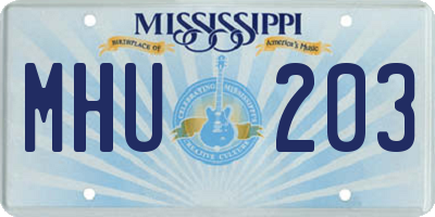 MS license plate MHU203