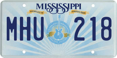 MS license plate MHU218