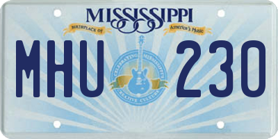 MS license plate MHU230