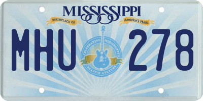 MS license plate MHU278