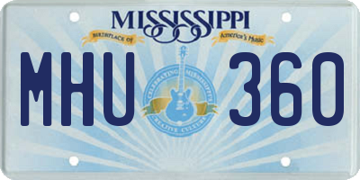 MS license plate MHU360