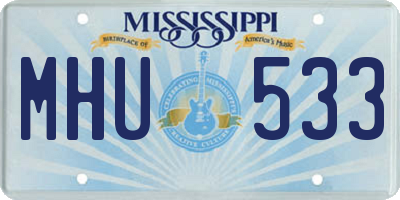 MS license plate MHU533