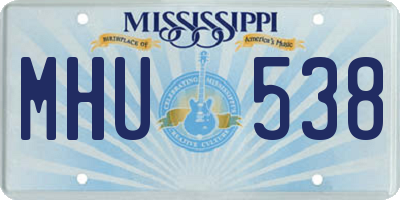 MS license plate MHU538