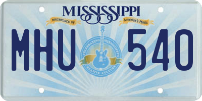 MS license plate MHU540