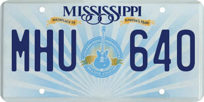 MS license plate MHU640