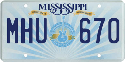 MS license plate MHU670