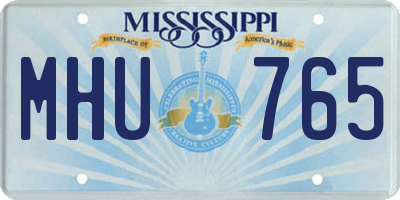 MS license plate MHU765