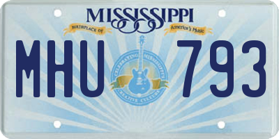 MS license plate MHU793